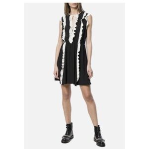 Red Valentino Dress Black & White Ruffles Cocktail Sz EU 42 US 8